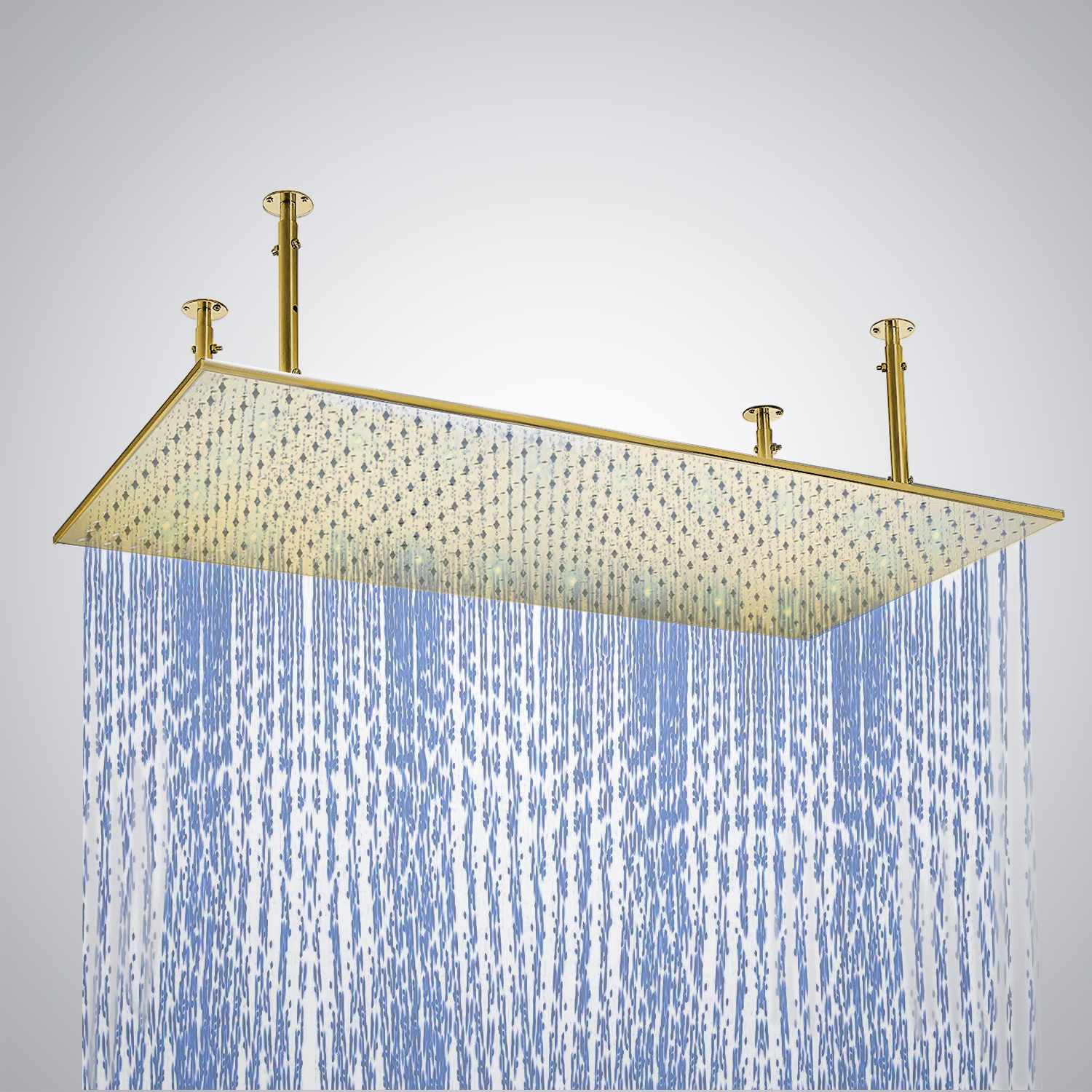 BathSelect 20"x40" led stainless steel large rectangle rainfall showerhead brushed gold finish
